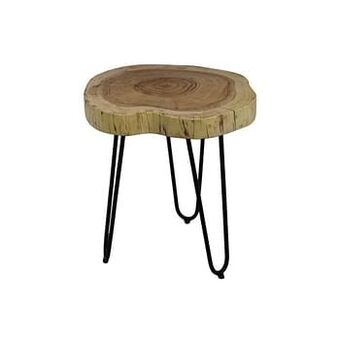 Leen Bakker HSM Collection bijzettafel Live Edge - naturelkleur/zwart - 40-45x45 cm - Leen Bakker aanbieding