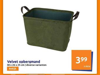 Action Velvet opbergmand aanbieding