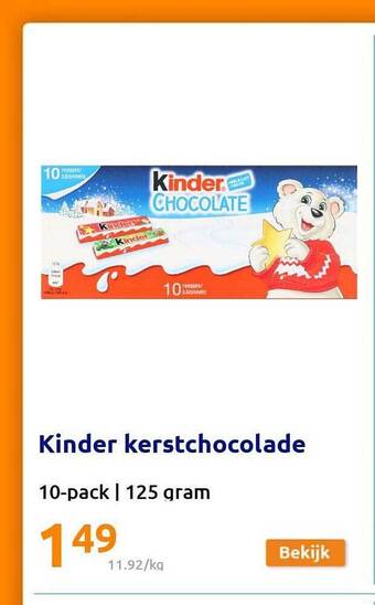 Action Kinder kerstchocolade aanbieding