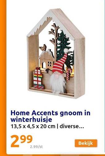 Action Home accents gnoom in winterhuisje aanbieding