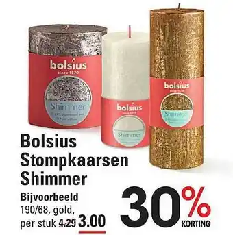 Sligro Bolsius stompkaarsen shimmer aanbieding
