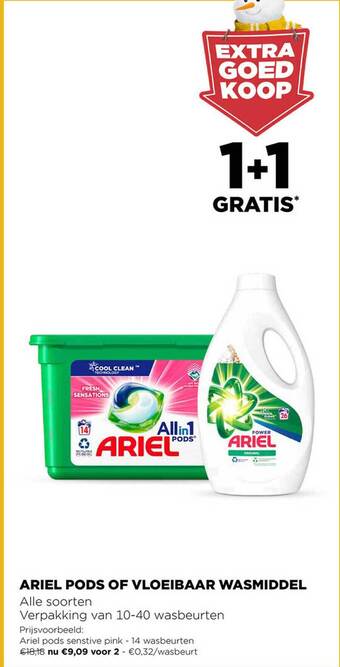 Jumbo Ariel pods of vloeibaar wasmiddel aanbieding