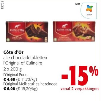 Colruyt Cote d'Or alle chocoladetabletten aanbieding