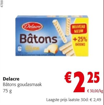 Colruyt Delacre Batons goudasmaak 75g aanbieding
