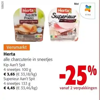 Colruyt Herta Kip Aan't Spit 4 sneetjes 100g, Superieur Aan't Spit 4 sneetjes 133g aanbieding