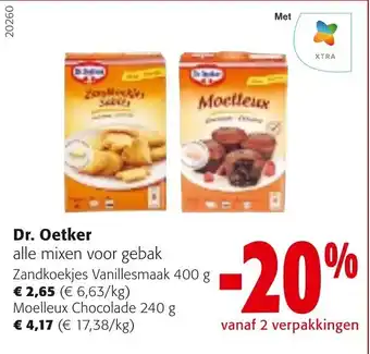 Colruyt Dr. Oetler Zandkoekjes Vanillesmaak 400g, Moelleux Chocolade 240g aanbieding