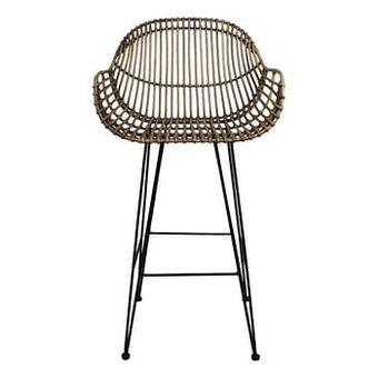 Leen Bakker HSM Collection barkruk Dustin - rotan - black wash - Leen Bakker aanbieding