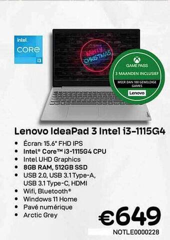 CompuDeals Lenovo ideapad 3 intel i3 aanbieding