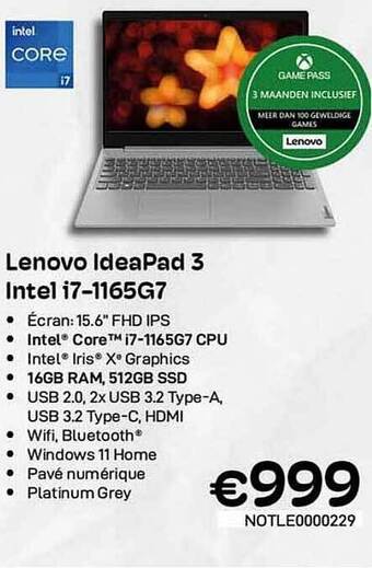 CompuDeals Lenovo ideapad 3 intel i7 aanbieding