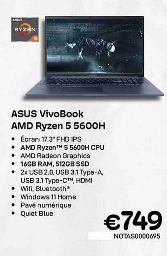 CompuDeals Asus vivobook amd ryzen 5 5600h aanbieding