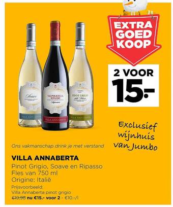 Jumbo Villa annaberta pinot grigio, soave en ripasso aanbieding