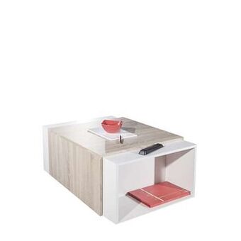 Leen Bakker Symbiosis salontafel Halse - wit/eikenkleur - 38,1x65x67 cm - Leen Bakker aanbieding