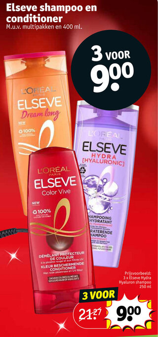 Kruidvat Elseve shampoo en conditioner aanbieding