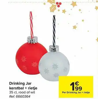 Drinking jar kerstbal + rietje