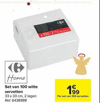 Carrefour Market Set van 100 witte servetten aanbieding