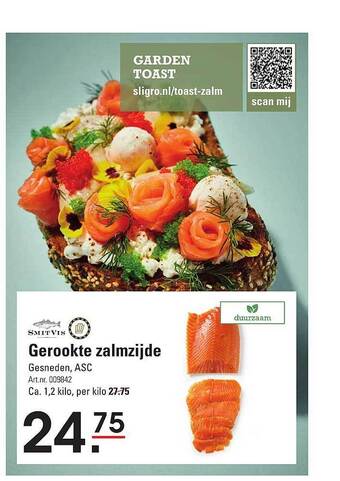 Sligro Gerookte zalmzijde aanbieding