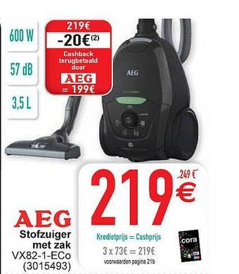 Cora Aeg stofzuiger met zak aanbieding