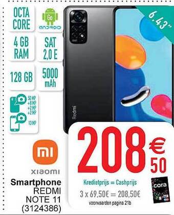 Cora Xiaomi smartphone redmi note 11 aanbieding