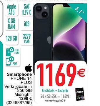 Cora Smartphone iphone 14 plus aanbieding