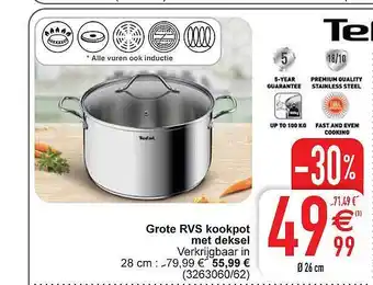 Cora Grote rvs kookpot met deksel aanbieding