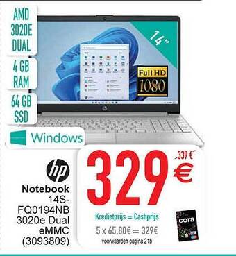 Cora Hp notebook aanbieding