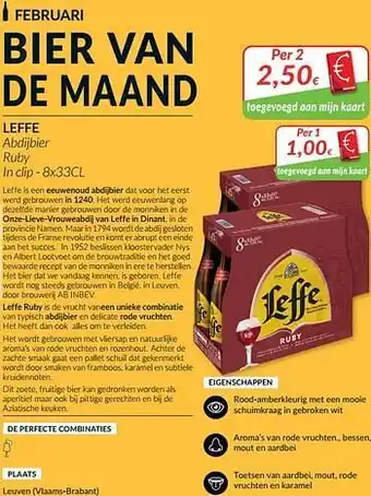 Intermarché Leffe abdijbier ruby 8 x 33 cl aanbieding