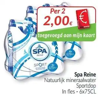 Spa reine natuurlijk mineraalwater sportdop 6 x 75 cl