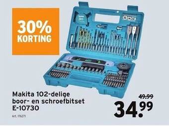 GAMMA Makita 102delige boor en schroefbitset aanbieding