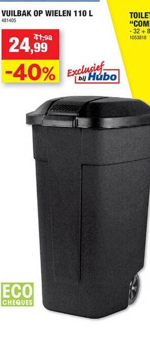 Hubo Vuilbak op wielen 110l aanbieding