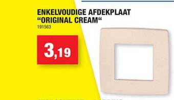 Hubo Enkelvoudige afdekplaat original cream aanbieding