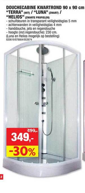 Hubo Douchecabine kwartrond aanbieding