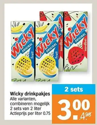 Wicky drinkpakjes 2L