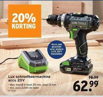 GAMMA Lux schroefboormachine accu 20v aanbieding