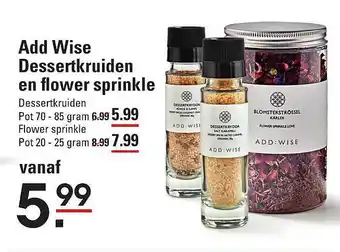 Add wise dessertkruiden en flower sprinkle