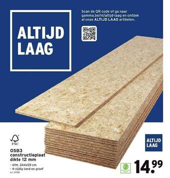 GAMMA Osb3 constructieplaat dikte 12mm aanbieding