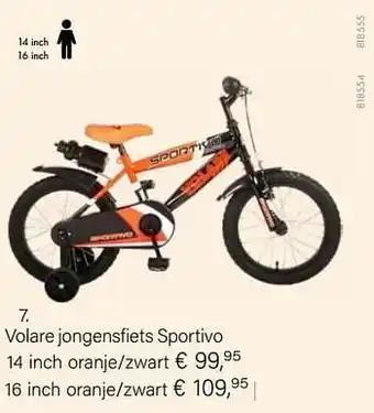 Volare jongensfiets sportivo 14 inch oranje-zwart