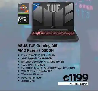 CompuDeals Asus tuf gaming a15 amd ryzen 7 6800h aanbieding