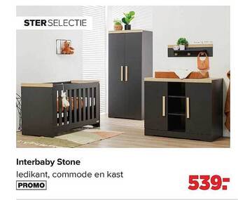Baby-Dump Interbaby stone ledikant, commode en kast aanbieding