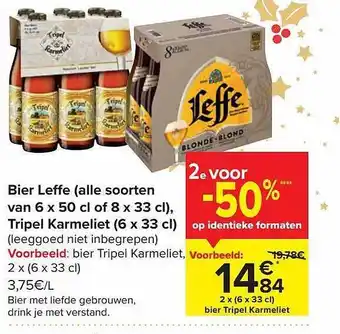 Carrefour Market Bier leffe, tripel karmeliet aanbieding