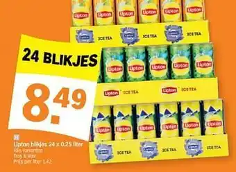 Albert Heijn Lipton blikjes alle varianten 24 x 0,25 L aanbieding