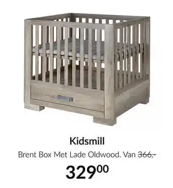 BabyPark Kidsmill brent box met lade oldwood aanbieding
