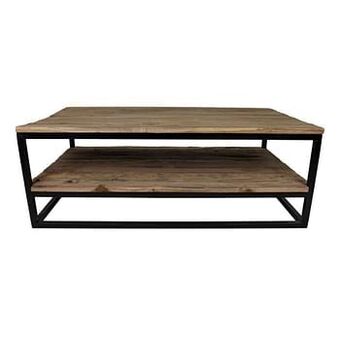 Leen Bakker HSM Collection salontafel met onderplank Leroy - naturel/mat zwart - 120x70x44 cm - Leen Bakker aanbieding