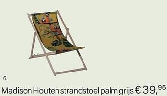 Madison houten strandstoel palm grijs