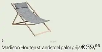 Multi bazar Madison houten strandstoel palm grijs aanbieding