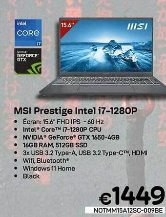 CompuDeals Msi prestige intel i71280p aanbieding