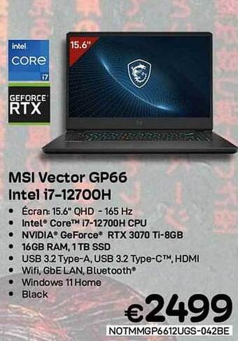 CompuDeals Msi vector gp66 intel i712700h aanbieding