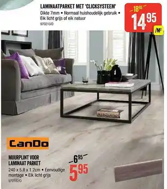 Laminaatparket met clicksysteem, cando muurplant voor laminaat parket