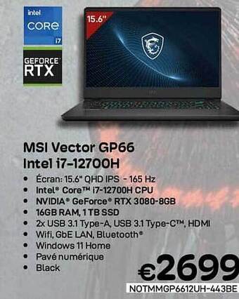 CompuDeals Msi vector gp66 intel i7 aanbieding