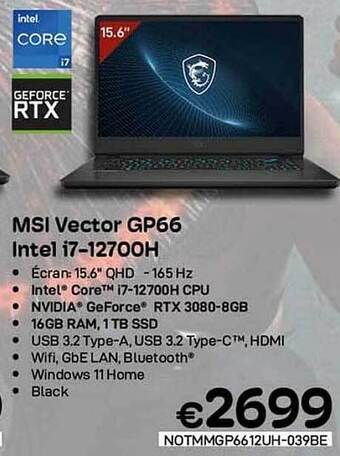 CompuDeals Msi vector gp66 intel i7 aanbieding