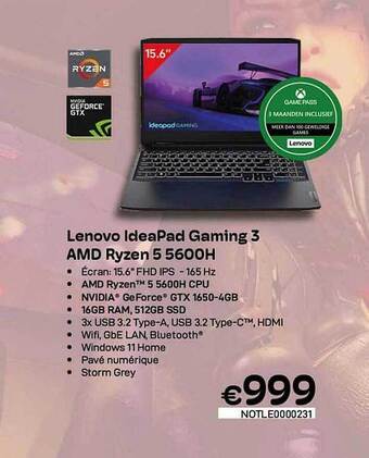 CompuDeals Lenovo ideapad gaming 3 amd ryzen 5 aanbieding